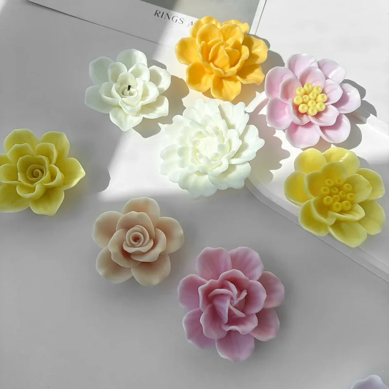 Silicone 3D Candle Molds DIY Handmade Peony Lotus Lotus Hibiscus Rose Flower  Soap Making Tools Para Velas форма для свечей
