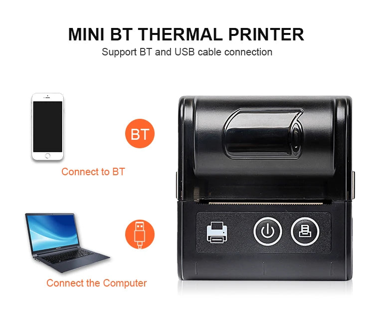 Mini Printer Pocket Thermal Receipt Printer 58mm Mobile Portable Ticket Bill Bluetooth USB Thermal POS Printer PC Android IOS