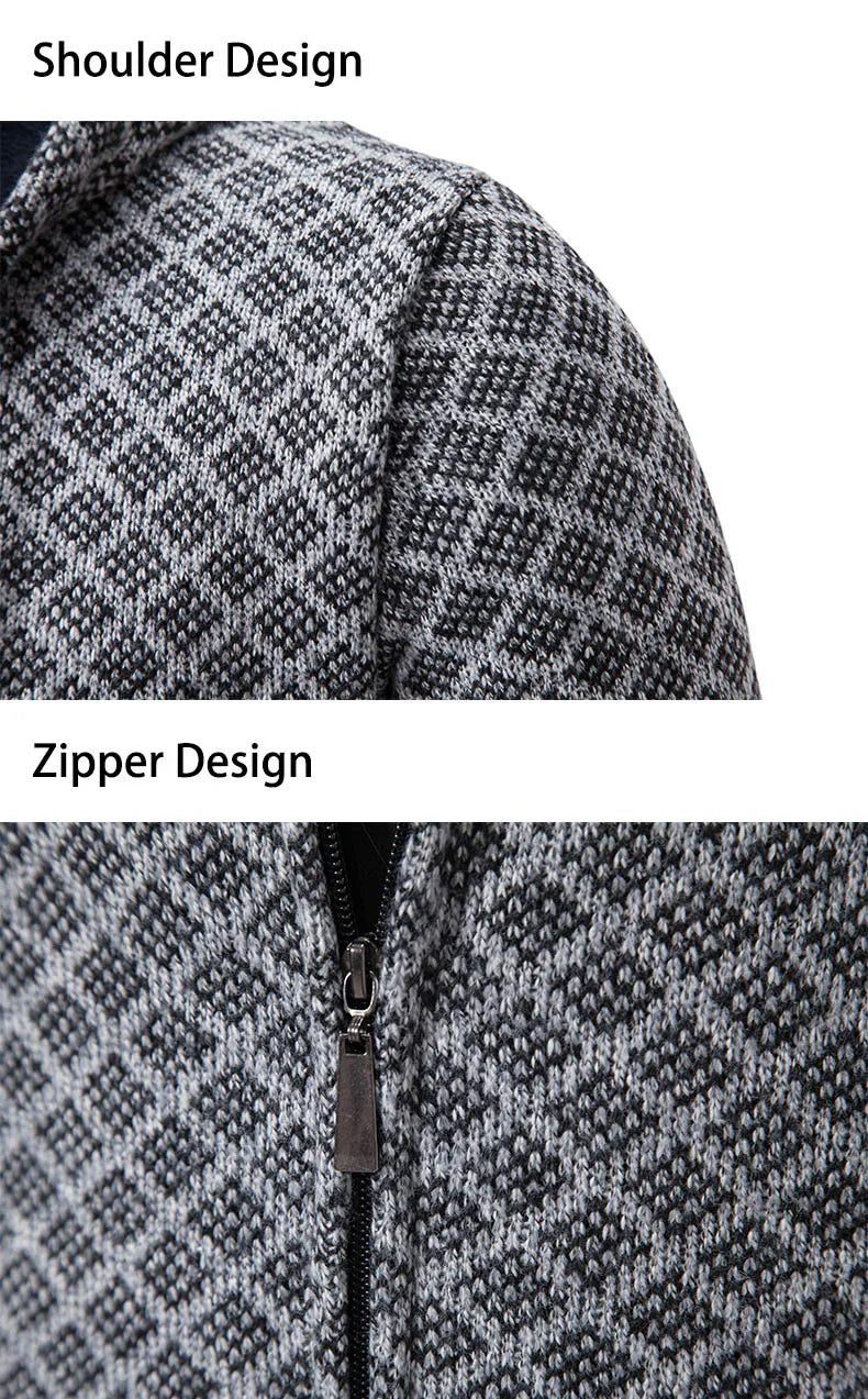 Men's Winter Knitted Sweaters Zip Up Knit Cardigan Casual Hooded Outwear Mens Sweater Coat Versatile Top Clothes