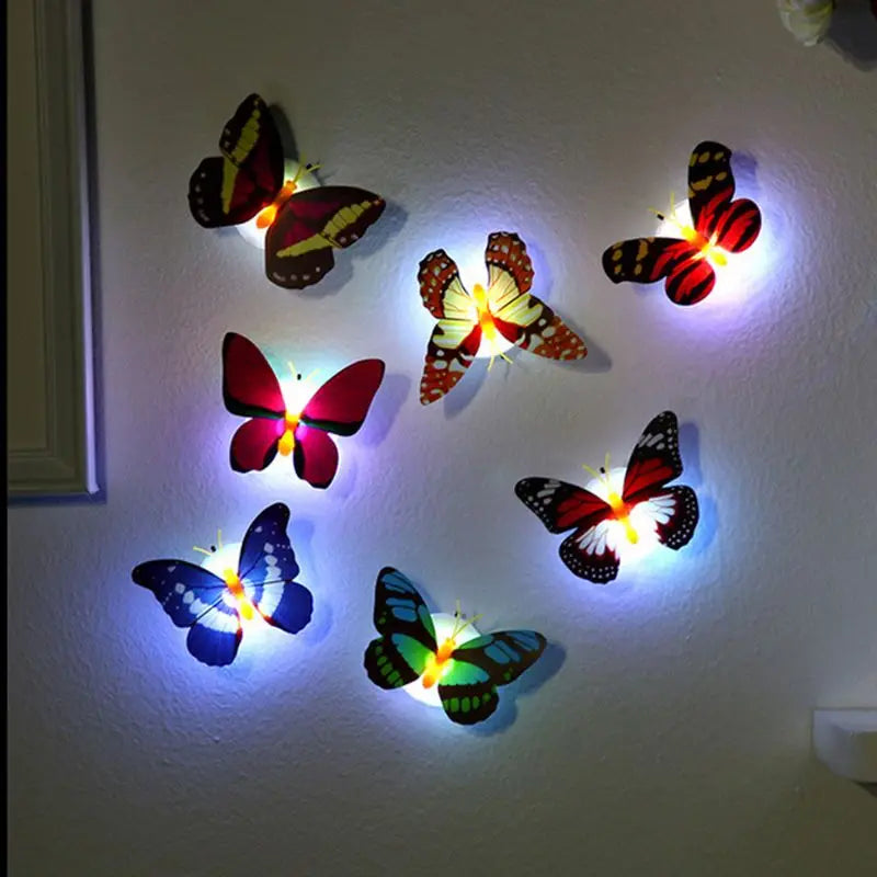 1~10PCS Hot Selling Butterfly Night Lights Creative Colorful Luminous Butterfly Light Pasteable Led Decorative Wall Lamp 1/