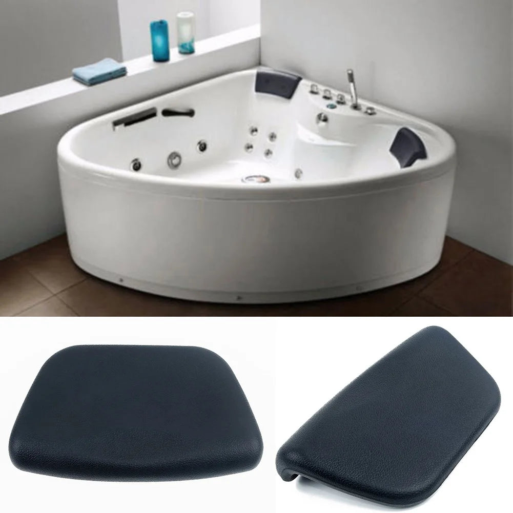 1pc PU Spa Bath Pillow Bathtub Headrest Waterproof Bath Cushion BLACK Bathtub Pillow For Neck Head Support 265*150*60mm