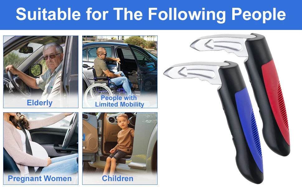 Automotive door assist handles 2-in-1 multifunctional vehicle support handles with window breaker, portable door latch handles