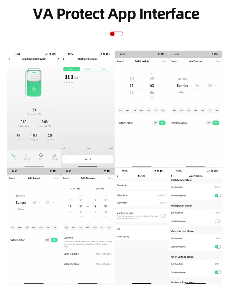 Tuya WiFi Smart Circuit Breaker MCB 1P+N 63A Timer Power Energy kWh Voltage Current Meter Protector Voice Remote Control Switch