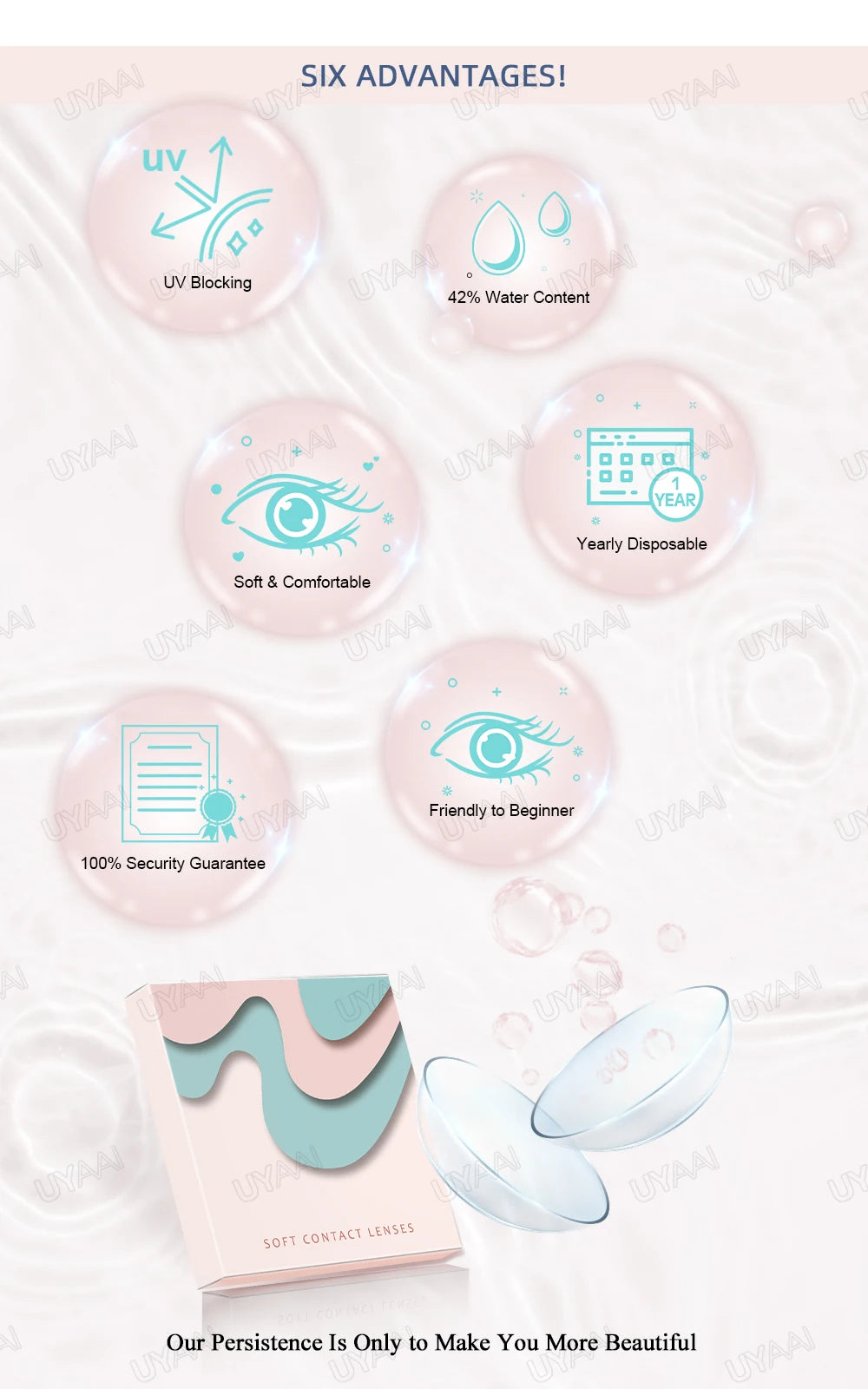 UYAAI 1 Pair Brown Natural Colored Eye Lenses Gray Fashion Lenses Blue Eye Lens Green High Quality Cosmetics Color Contacts