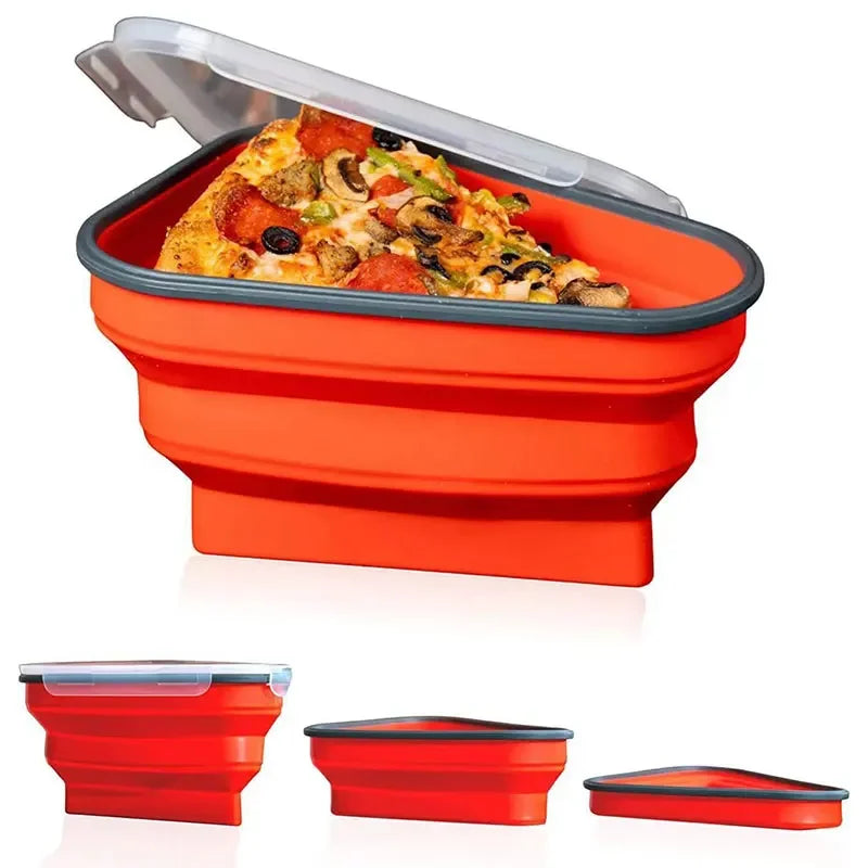 Food Grade Silicone Folding Pizza Box Reusable Triangle For Pizza Packing Box Take Away Box