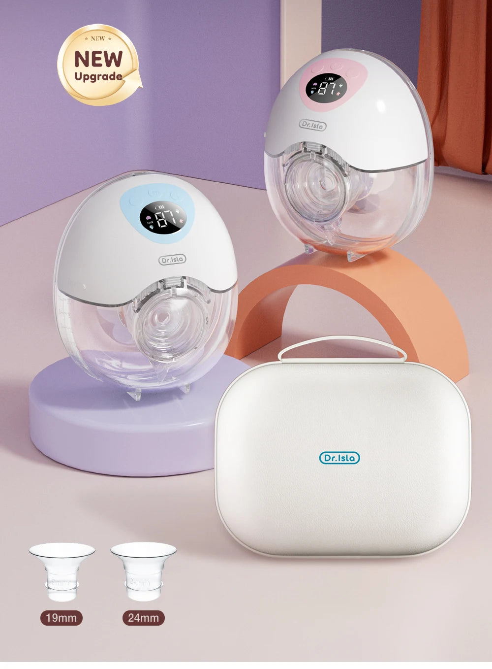 Dr.isla New 2PCS Wearable Electric Breast Pump 4 Modes 36 Suction Levels Silent Leak-Proof Hands Free Breast Pumps Breastfeeding