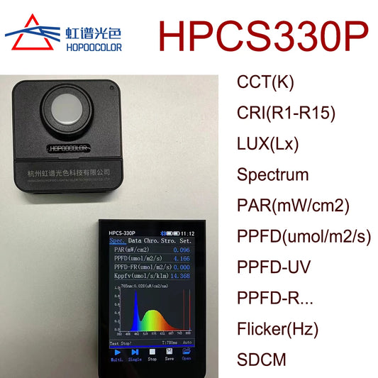 Bluetooth PAR Light PPFD Spectrometer HPCS310P HPCS330P light Spectrum meter lux CCT CRI tester