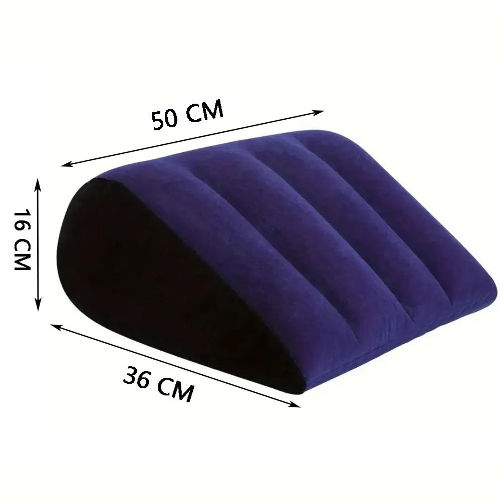 Couples Gifts PVC Flocking Silicone Pillow Blue+Black Triangle Cylinder Wedge Magic Cushion Soft Inflatable Triangle Pad Home
