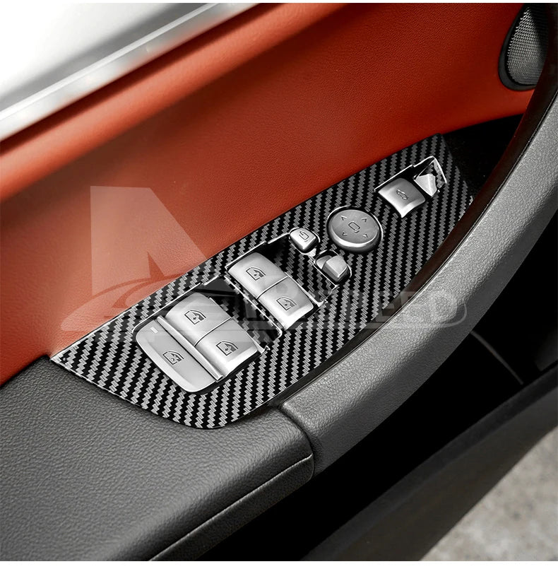 AIRSPEED for BMW X3 G01 X4 G02 2018-2023 Inner Window Lifting Switch Door Handle Pull Cover ABS Carbon Fiber Texture Accessories