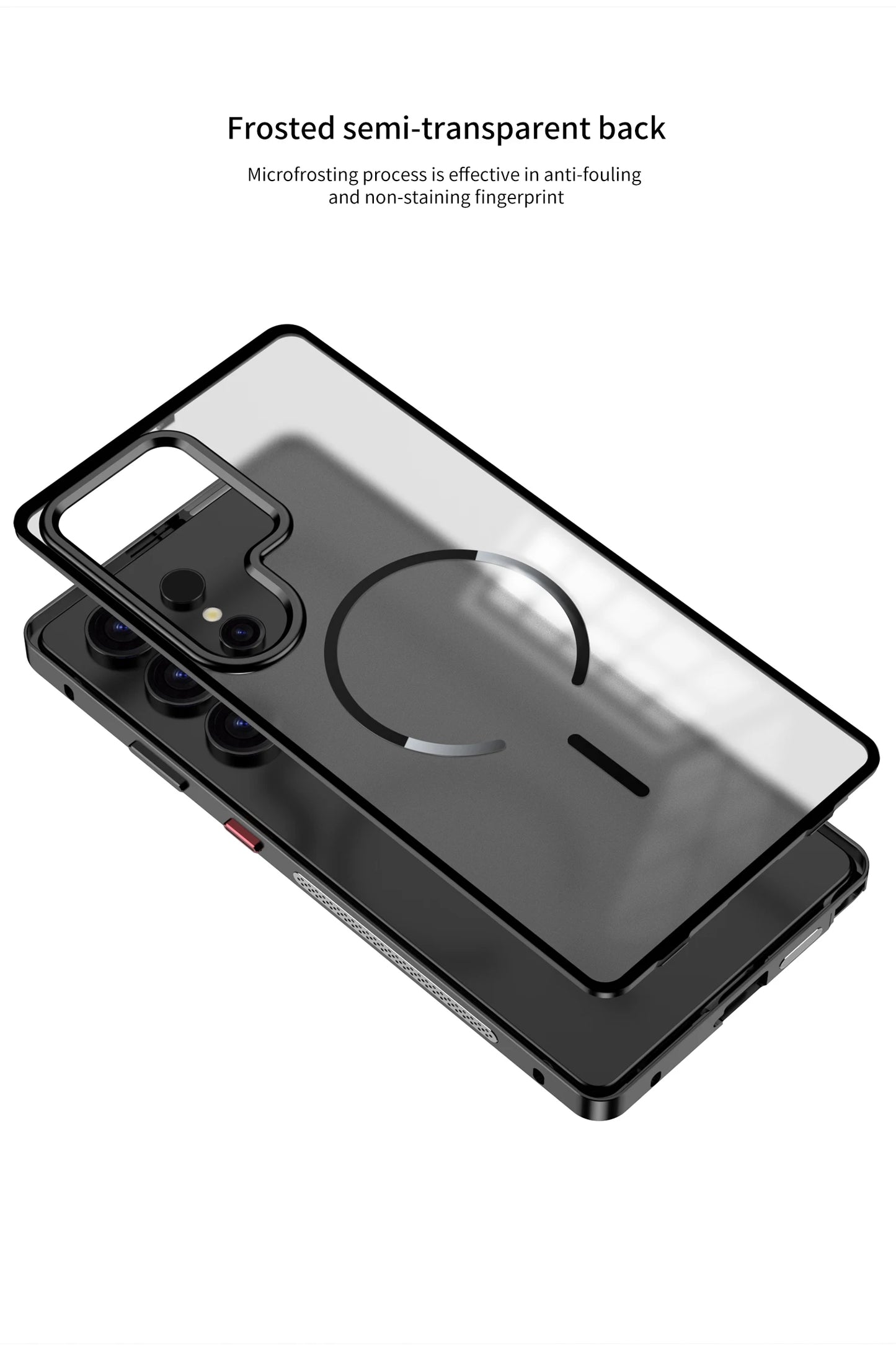 Case for Samsung S25 ULTRA Ultra S24 PLUS S23 Thin Aluminum Alloy Metal Transparent Heat Dissipation Magnetic Back Cover