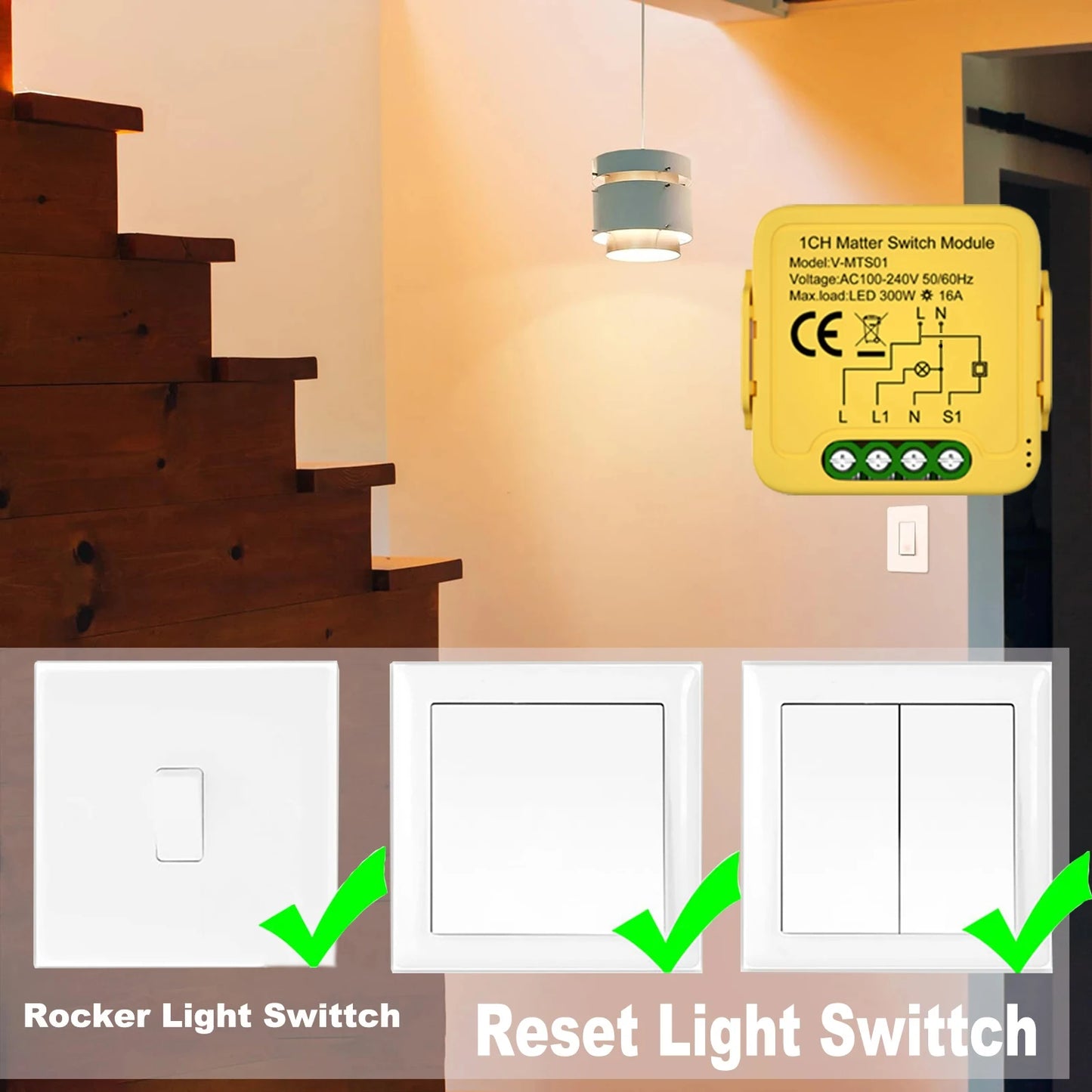 Matter WiFi Smart Switch Module Relay Circuit Breaker Smart Home Automation Collaborates with Homekit/Alexa/Google/smartTings