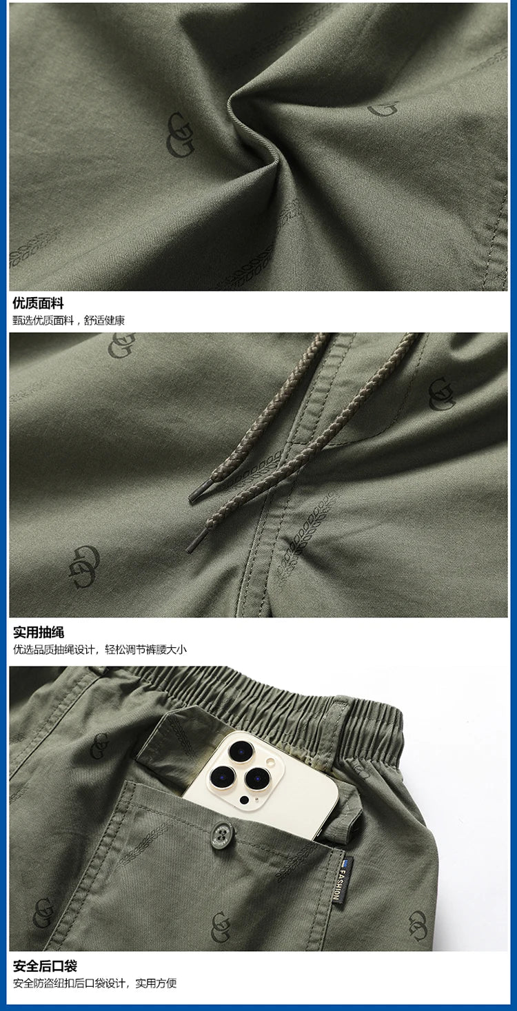2024 Men's Work Shorts Summer Cotton Thin Casual Sweatpants Comfortable Hundred Five Pants