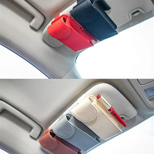 Car Sunglasses Frame Carbon Fiber Bills Multi Function In Car Creative Eye Box Card Double Headed Clip On Board Stowing Tidying