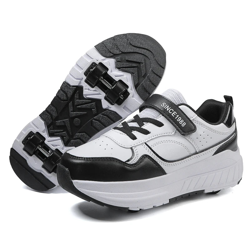 Student roller skates, detachable four-wheel roller skates, size 31-40 multifunctional sports shoes for boys and girls