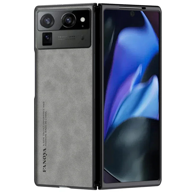 For Tecno Phantom VFold 2 Luxury Sheepskin Leather Phone Case for Phantom V Fold2 Shockproof Bumper Matte Silicone Protect Cover