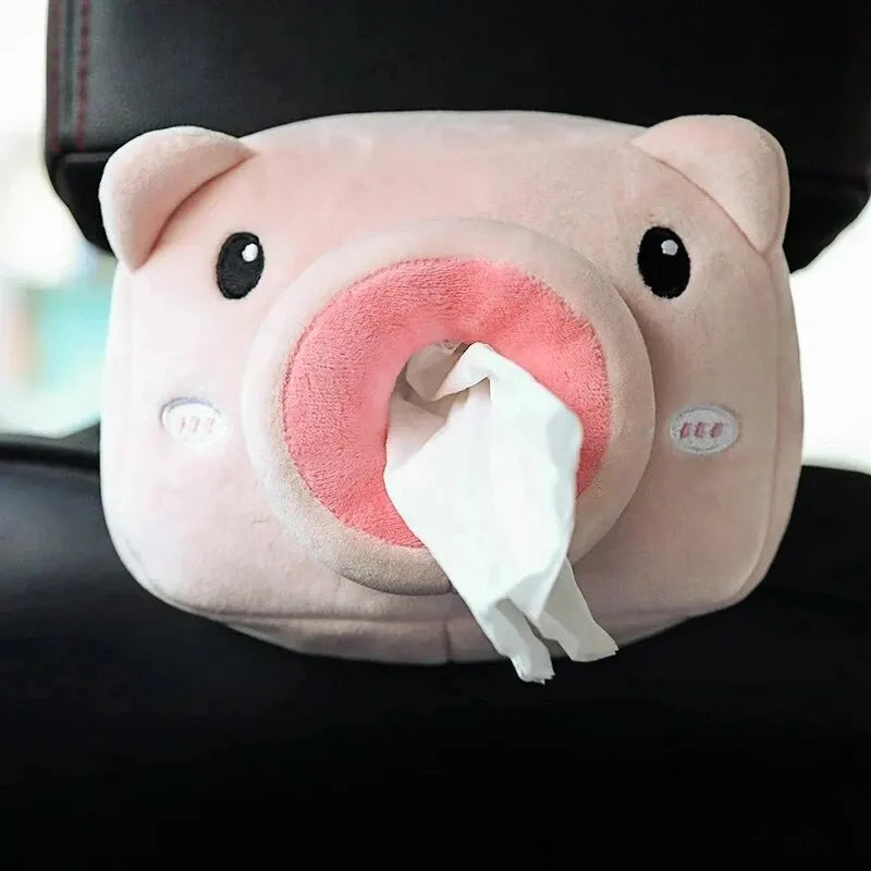 Cartoon Car Tissue Box Cute Plush Animals Napkin Paper Holder Portable Auto Armrest Box Tissue Paper Storage Case Car Decoration