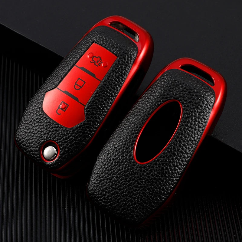 Leather TPU Car Remote Key Case Cover For Ford Figo 2017 Mondeo 5 Ecosport Fiesta Mk8 Everest Ranger Fusion Kuga Escort F150