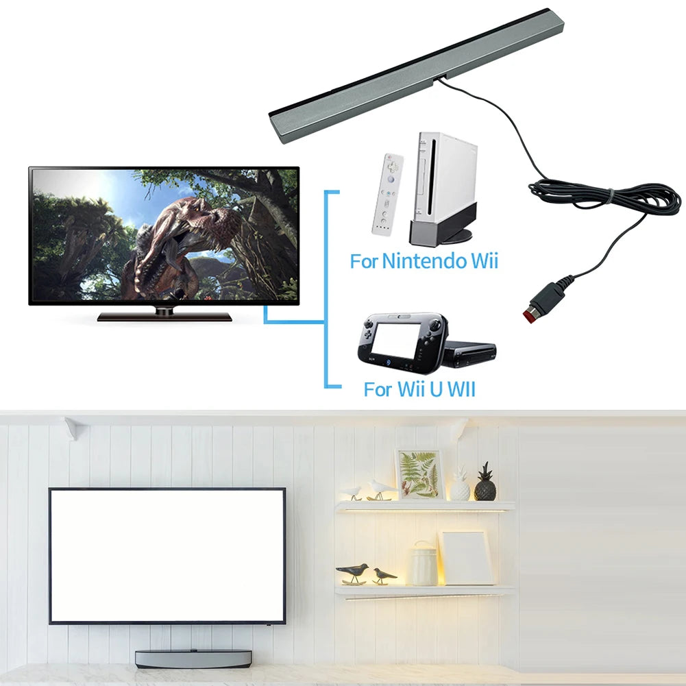 Wired Motion Sensor Receiver with Extension Cord Wired Infrared Ray Sensor Bar USB Plug Wired Motion Sensor Bar for Nintendo Wii