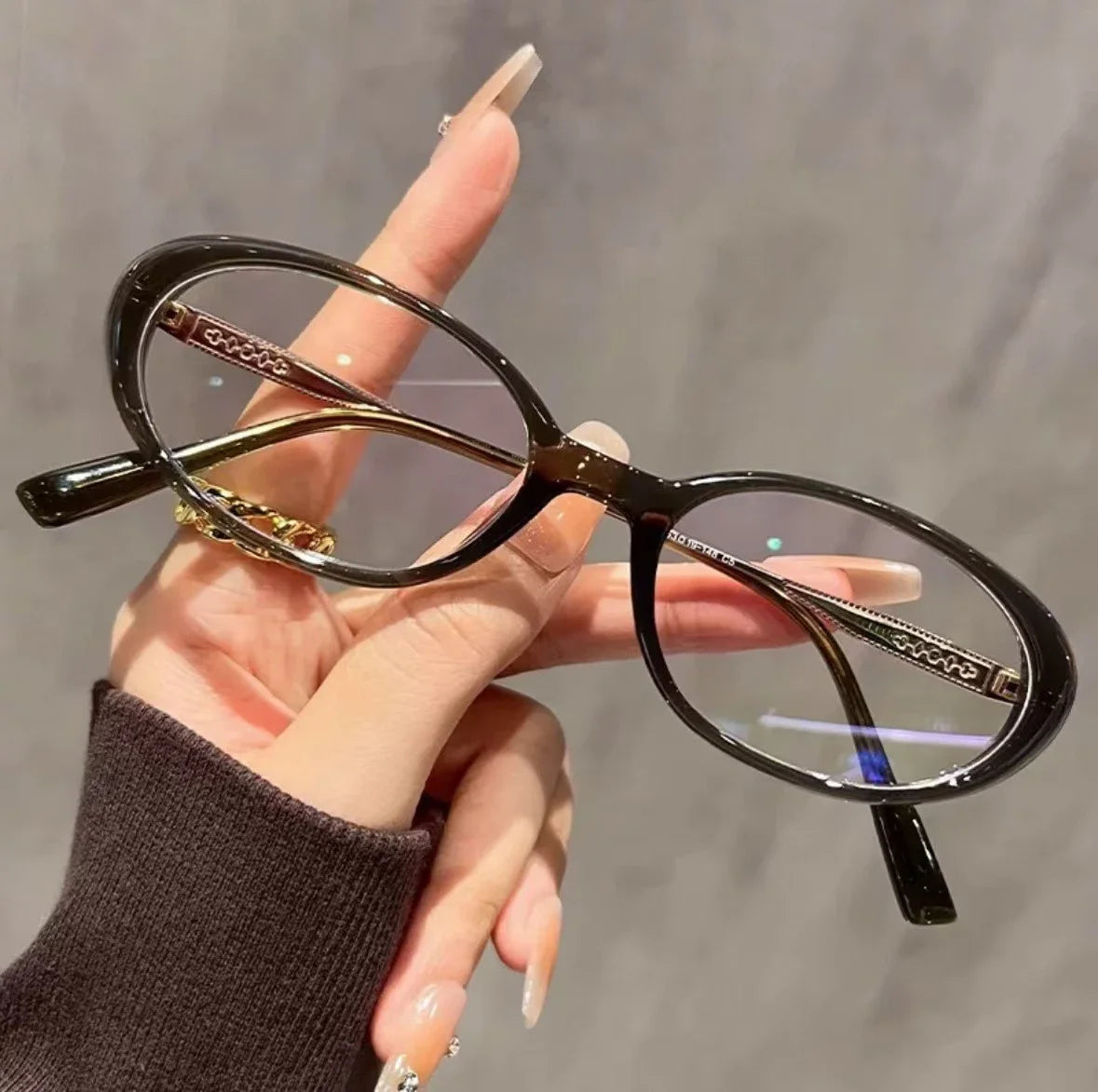 Fashionable Thick Edge Oval Small Frame Anti-blue Light Reading Glasses For Women Senior Middle-aged And Elderly Glasses