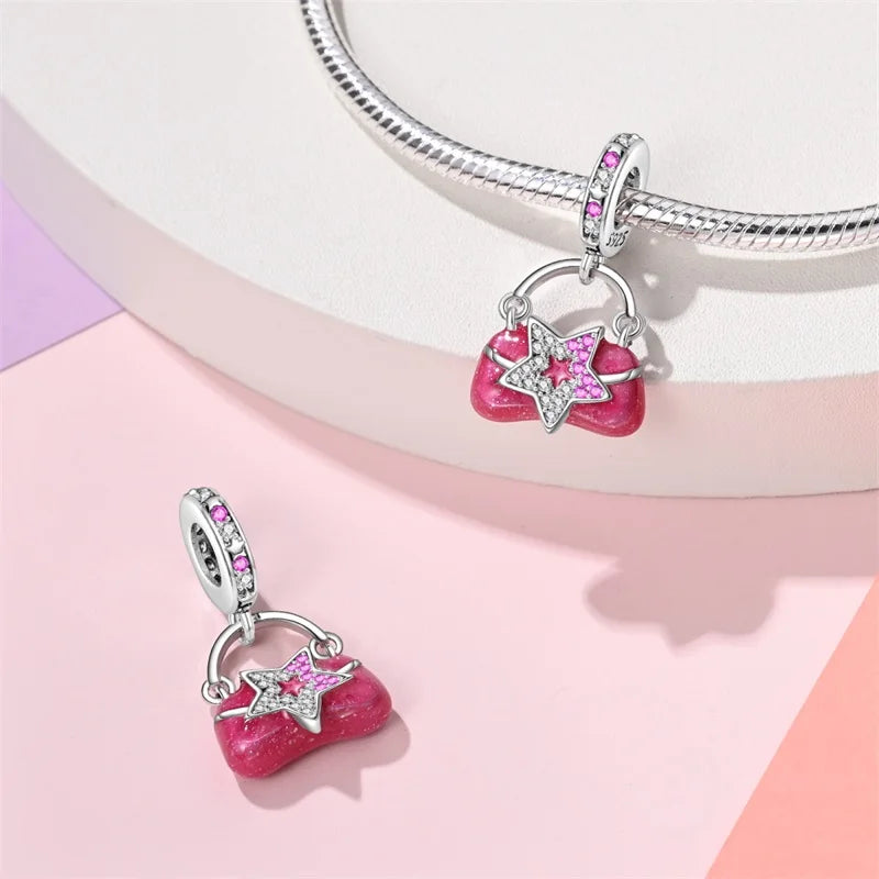 925 Sterling Silver Princess Powder Series Exquisite Daily Bow Sweet Charms Beads Fit Pan Original Bracelets DIY Jewelry