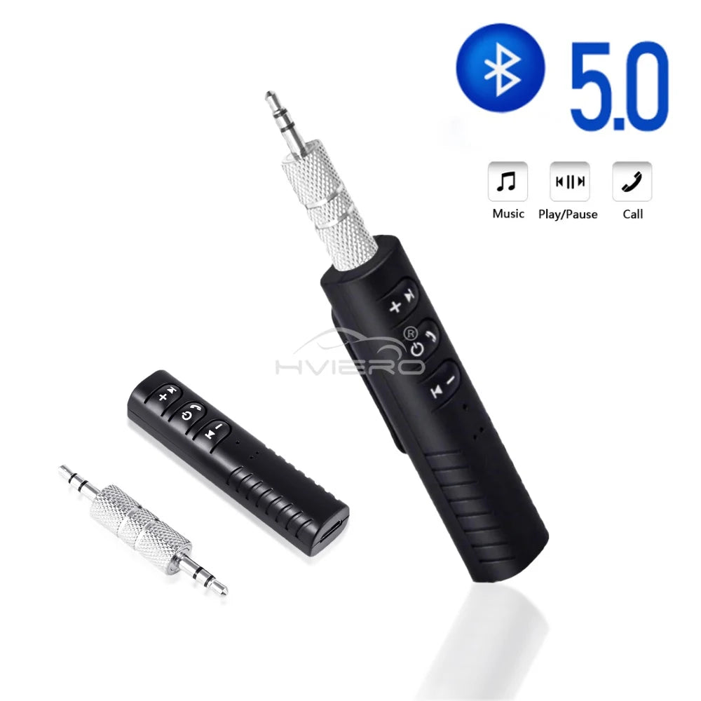 1X Wireless Bluetooth 5.0 Receiver Transmitter Adapter 3.5mm Jack Car Music Audio Aux A2dp Headphone Reciever Handsfree 5V Black