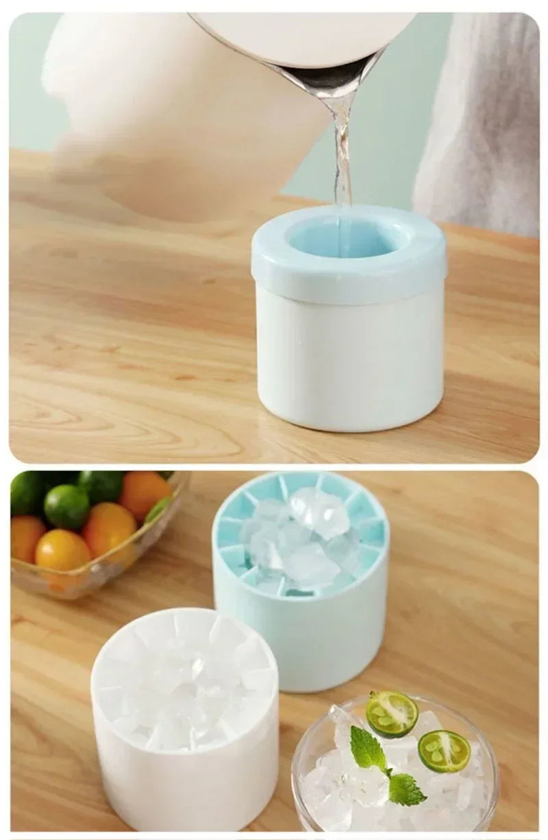 Silicone Cylinder Ice Crate DIY Household Refrigerator Ice Mould Food Grade Silicone Bucket Ice Crate with Lid Summer Drink Tool