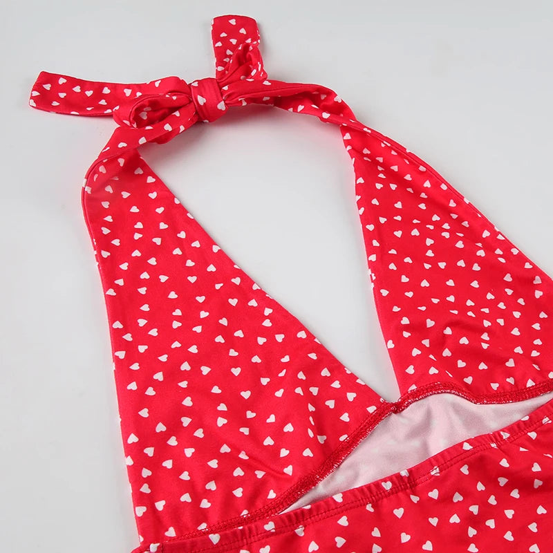 Fashion Y2k Sweet Halter Women Tanks Skinny Sleeveless Print Hotsweet V-Neck Backless Blouses