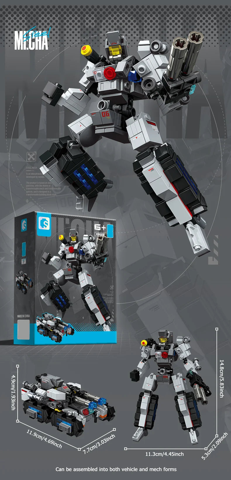 SEMBO Transforming Mech Assemblage Building Block MOC Robot Model Bricks Car Construction Set Kids Toys for Boys Birthday Gifts