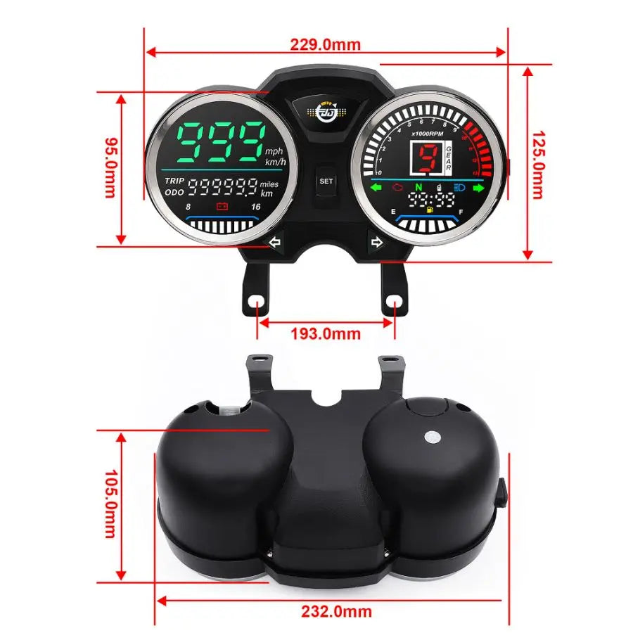 Motorcycle Speedometer Digital LED RPM Table 1-6Gear For GN125 GN150 125cc 150cc