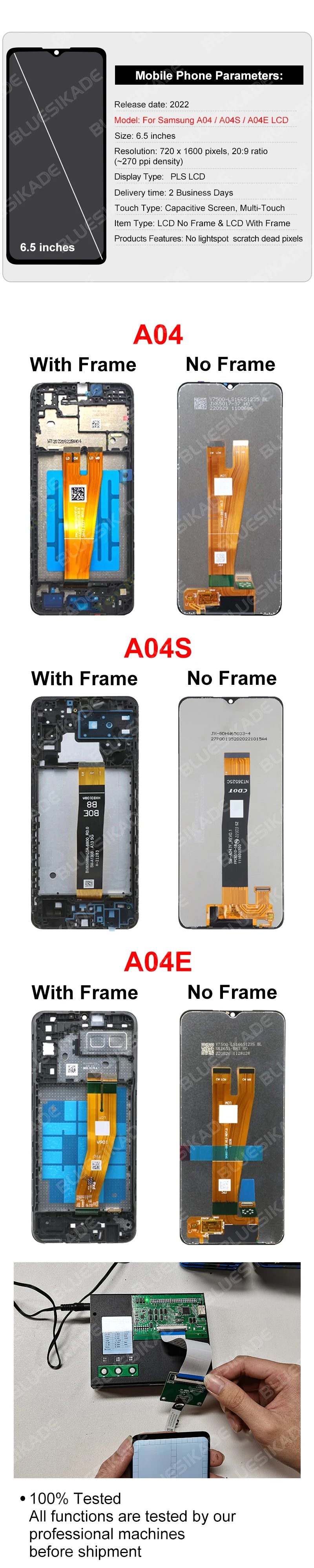 For Samsung Galaxy A04E LCD A042 A042F Display For A04 A045 A045F Touch Screen Digitizer For A04S LCD A047 A047F Replace Parts