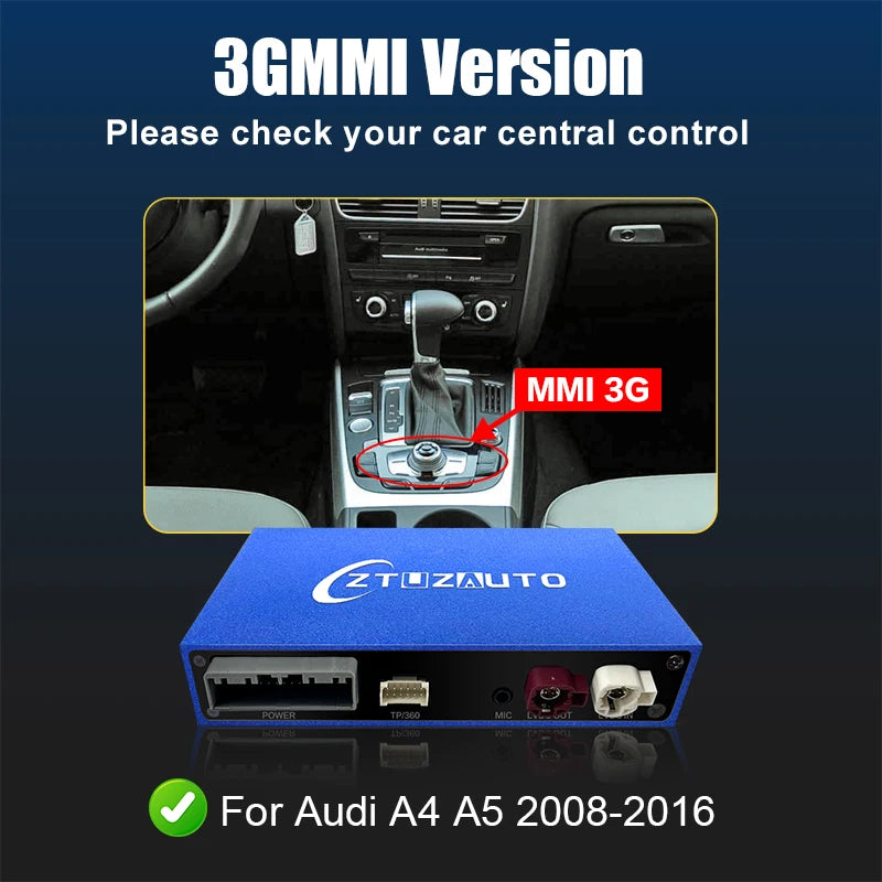 Wireless CarPlay Android Auto MMI Interface for Audi A4 B8 A5 Q5 2008-2016 with AirPlay Mirror Link Functions Reverse Camera