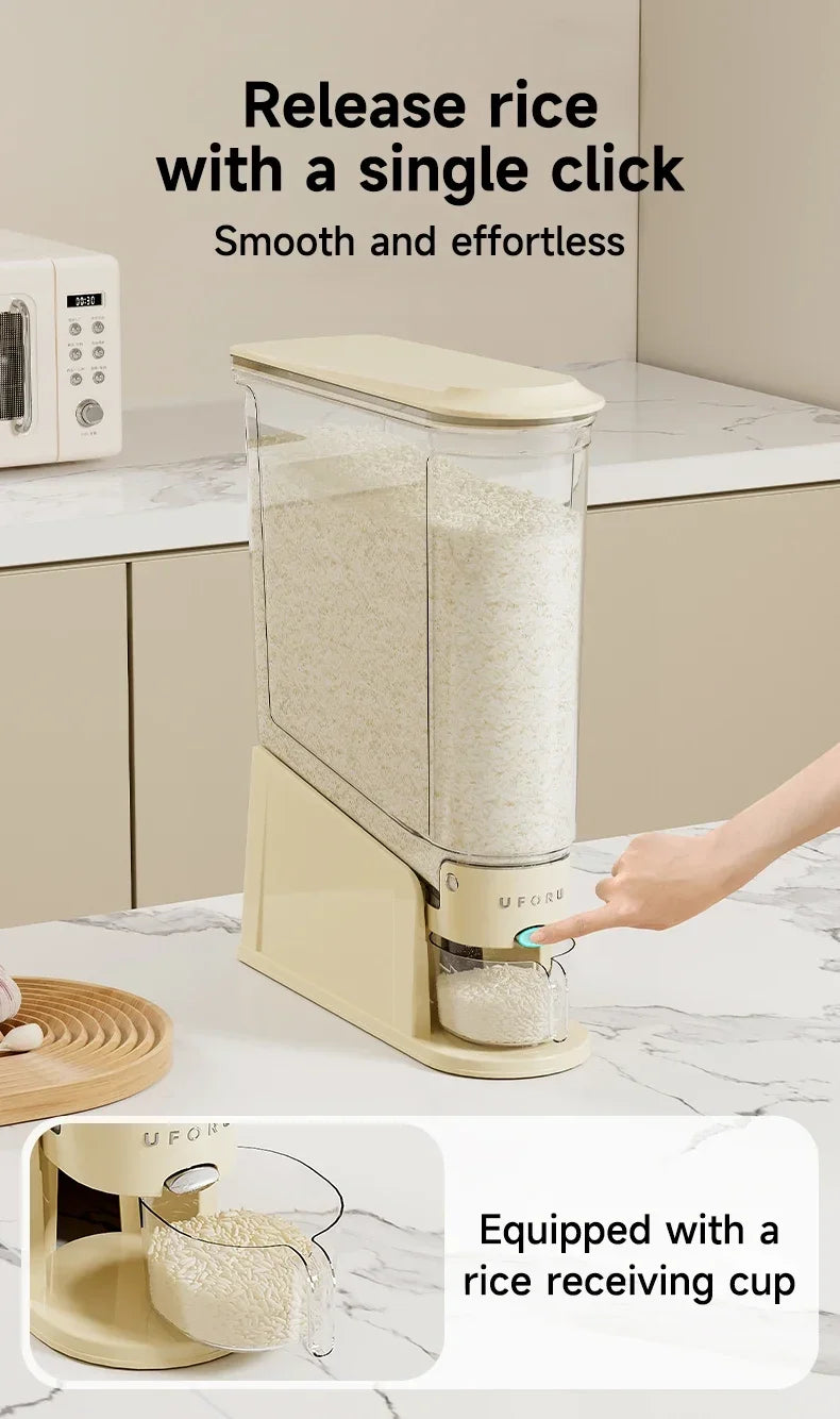1PCS 5/10KG Sealed Rice Bucket Sealed Moisture-Proof Dispenser with Cup Grain Powder Boxes Insect-Proof Cereal Kitchen Container