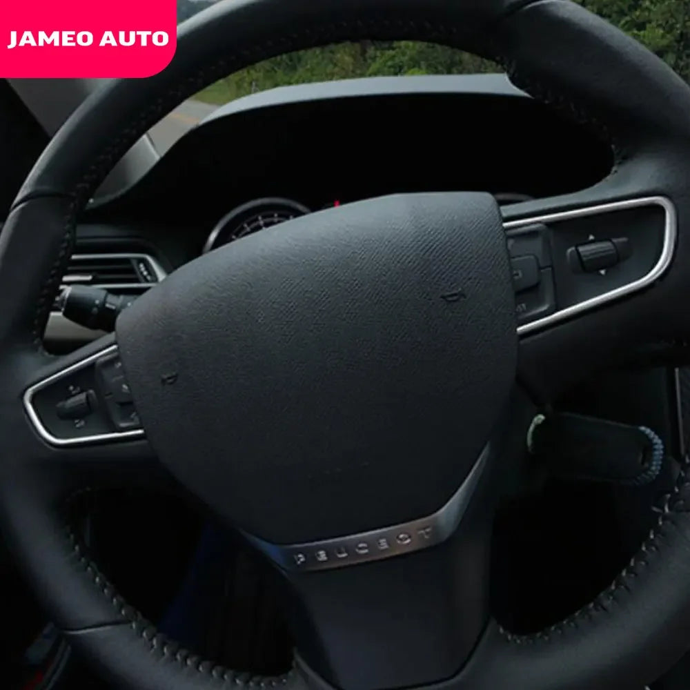 Jameo Auto Steering Wheel Cover Sticker For Peugeot 408 14-19 508 11-18 3008 16-18 Citroen C3-XR 15-18 C4 16-18 Interior Parts