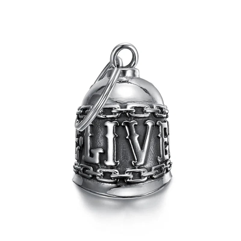 Biker Motorcycle Bell Necklace Charm Men\\\\'s Trend Jewelry Lucky Bell Pendant with Stainless Steel Chain