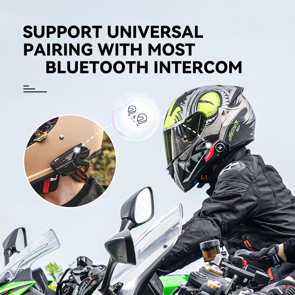 2023 Lexin-G2P Motorcycle Helmet Bluetooth Intercom  Up To Pair 6 Riders&Big Button Design Exchangeable Pattern Shell  120KM/H