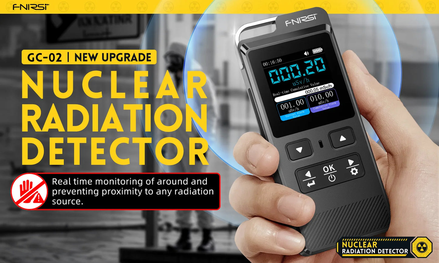 FNIRSI GC-02 Geiger Counter Nuclear Radiation Detector Personal Dosimeter X-ray γ-ray Radioactivity Tester Marble Detector
