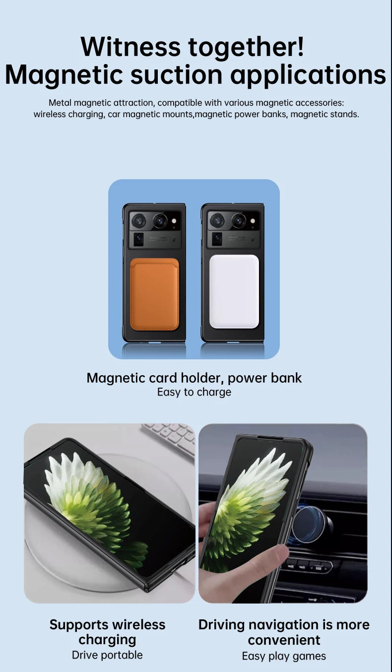 For Magsafe Ultra Thin Frameless Case For Tecno Phantom V Fold2 V Fold Frosted Wireless Charging Hard PC Shockproof Back Cover