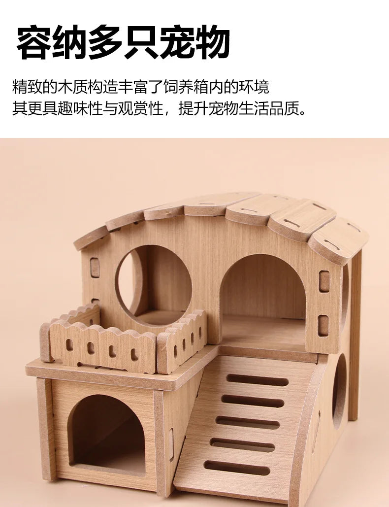 Hamster Squirrel Solid Wood Avoidance House Hedgehog Wooden House Golden Bear Nest Dutch Pig Dormitory Rutin Chicken Large House