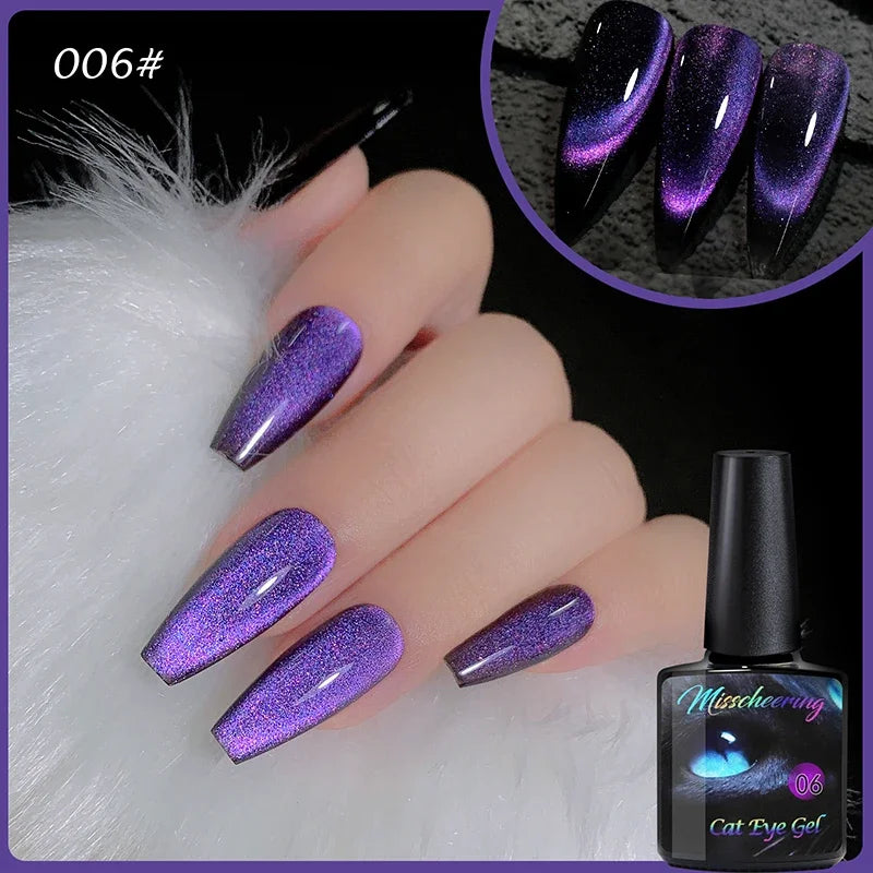 8ml 9D Rainbow Cat Eye Magnetic Nail Gel Phototherapy Adhesive Semi Permanent Nail Art Manicure Soak Off LED UV Gel
