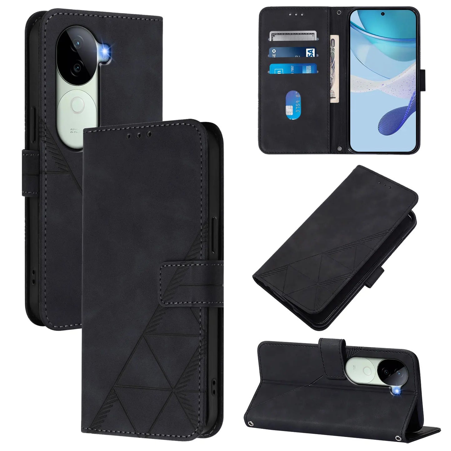 Flip Leather Card Wallet Case for VIVO V60 V50 V30 Lite V50e V50 V40 Pro V40 V30 SE V40e V30 V29 V27 Pro V30e V27e Phone Cover
