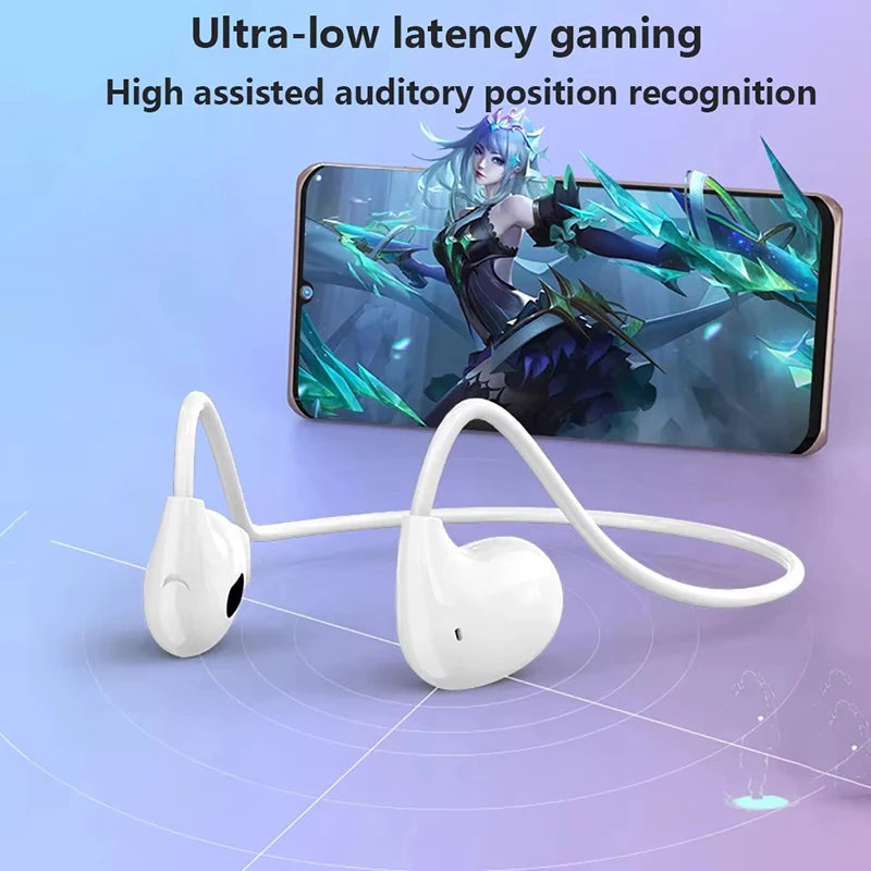 Wireless Bluetooth 5.3 Headphones Air-Conduction Waterproof Headset Stereo Over-Ear Sports Earphones Earbuds with Mic