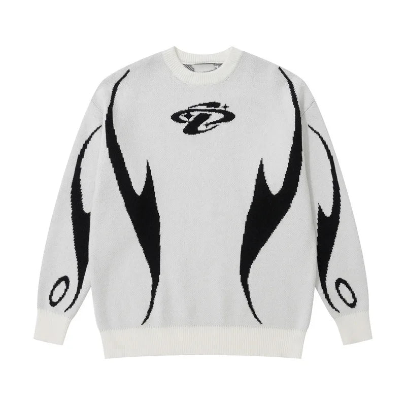 Women's Sweater pullover sweatshirt long sleeve winter vintage print pattern clothes hip hop oversize Anime Knit Sweater EMO