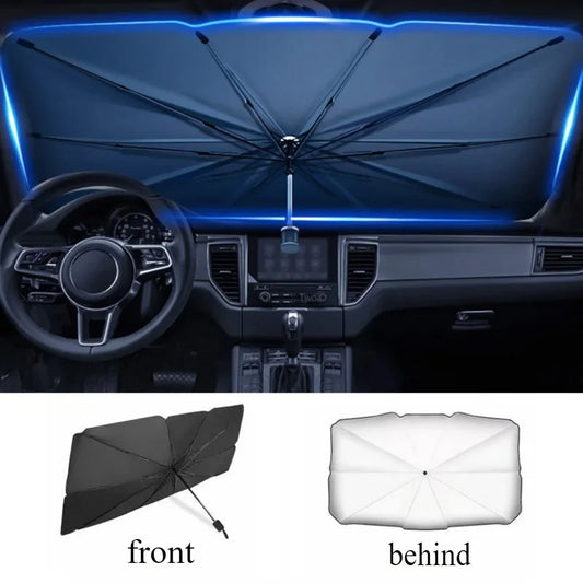 Car Titanium Silver Sun Shade Umbrella Portable Foldable Car Thermal Insulation Expansion and Contraction Windshield Umbrella