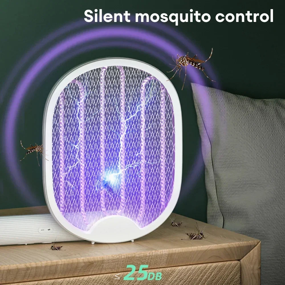 Foldable Electric Mosquito Killer USB Rechargeable Fly Trap Mosquito Swatter Racket Insect Killer With UV Light Bug Zapper 3500V