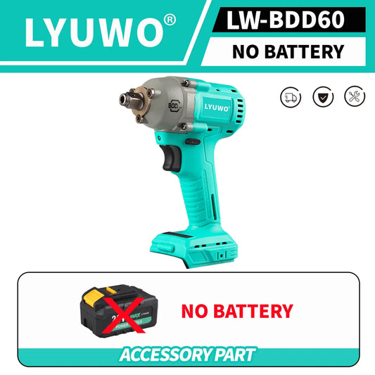 LYUWO 850 N.m Electric Wrench LW-BDD60 Brushless Large Torque Auto Repair Shelf Impact Sleeve Electric Board Hand