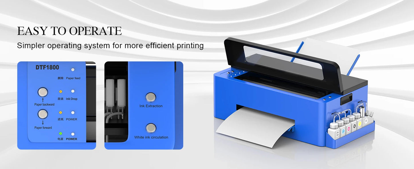 DTF Printer A3 L1800 DTF Transfer Printing Machine with Roll Feeder Direct to Film Printer A3 for t shirt DIY Printing Machine