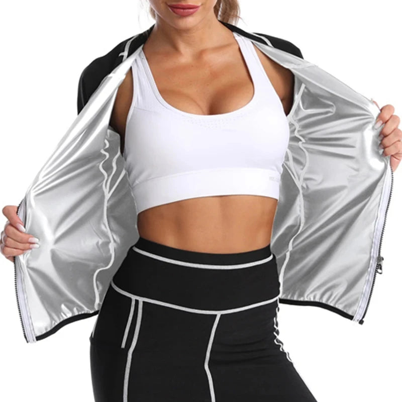 Sauna Sweat Suits Polymer Sweat Suit Waist Trainer Suits Hot Sweating Jacket Leggings Fat Burn Suit Weight Loss Corset Top Pants