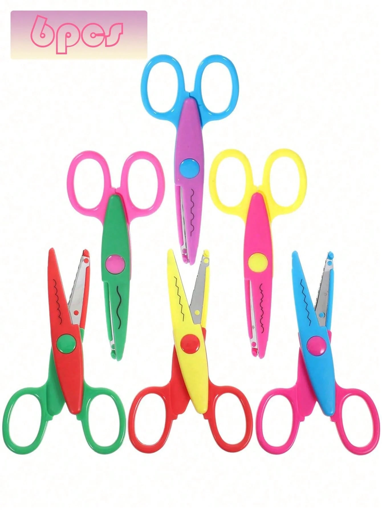 6pcs/Set Scissors Wavy Pattern Paper Cutter DIY Handmade Tools Paper Craft Kawaii Card Photo Scissors Kids Gifts Office Supplies