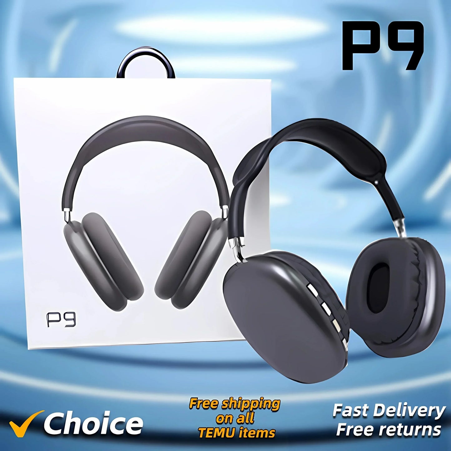 5Pcs P9 Pro Max Air Max 5.1 Wireless Bluetooth Headphones Noise Cancelling Mic Pods Over Ear Sport Gaming Headset for Any Phone