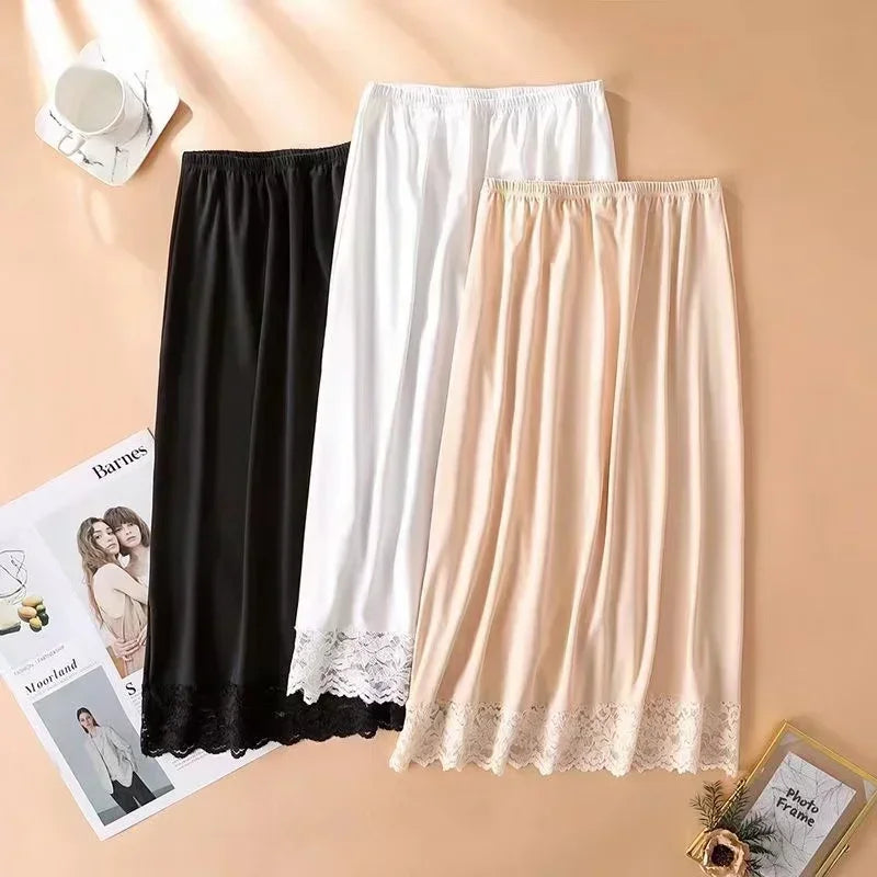 Summer 3 Lengths Womens Lace Underskirt Petticoat Under Dress Long Skirt Safety Skirt Lining Oversize Under Dress Slip